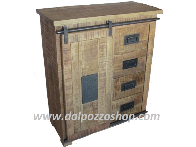 BA007 MOBILE IN LEGNO MASSELLO CON 1 ANTA E 4 CASSETTI - Clicca l'immagine per chiudere