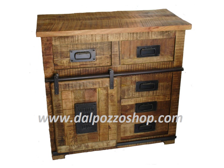 BA013 MOBILE IN LEGNO MASSELLO CON 1 ANTA E 5 CASSETTI